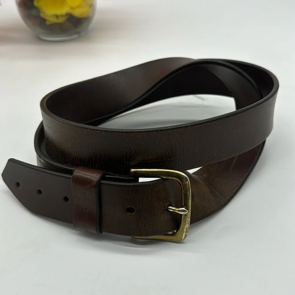 Carhartt Brown Leather Belt with Brass Buckle Size 44 BLT6456